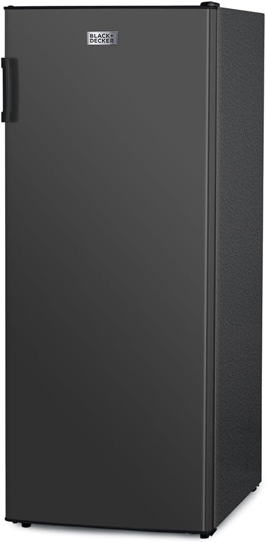 BLACK+DECKER 10 Cu. Ft. Upright Freezer, Stand Up Freezer with Mechanical Temperature Control, Freezer Upright with 3 Shelves and 4 Door Bins, Manual Defrost, R600a Refrigerant, BUF1000LB, Black