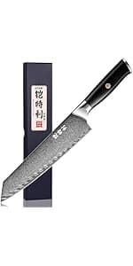 Damascus Chef`s Knife 8",10Cr15CoMoV HC Steel Cutting Core cladded with 72 Layers Damascus Steel, Pakkawood Handle, Premier Kitchen Gadget w/t Gift Box