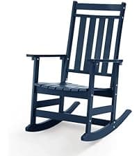 Oversized Outdoor Rocking Chairs Set of 2,All Weather Rocker Chair with More Comfortable Seat Panel for Porch Patio Outside(Black)