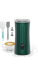 Electric Milk Frother, 4-in-1 Milk Steamer and Frother, 8.1oz/240ml Automatic Warm and Cold Foam Maker, Auto Shut-Off Frother for Coffee, Latte, Cappuccino, Macchiato(Black)