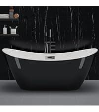 67" Free Standing Tub, Standalone Soaking Pleated Bathtub, Easy Install Freestanding Bathtub, Modern Design for Bathrooms, White