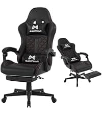 Gaming Chair, 400 lbs Adult Chair, High Back Computer Chair with Footrest and Linked Armrests, Office Video Game Chair with Lumbar Support(White)