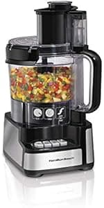 Hamilton Beach Stack & Snap Food Processor and Vegetable Chopper, BPA Free, Stainless Steel Blades, 12 Cup Bowl, 2-Speed 450 Watt Motor, Black (70725A)