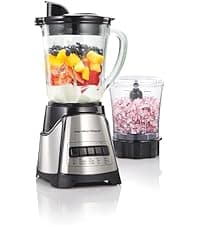 Hamilton Beach Power Elite Wave Action Blender For Smoothies, 40 Oz Glass Jar, 12 Functions Including Puree, Crush Ice, Black, 700 Watts, Black (58148A)