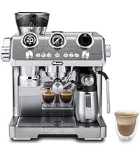 De'Longhi Rivelia Automatic Espresso Machine with Grinder & Milk Frother – All-in-One Coffee Maker, Hot & Iced Latte, Cappuccino, Bean Switch System, Burr Grinder, Compact Italian Design, Black