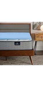 Serta ThermaGel Cooling, Pressure-Relieving Memory Foam Mattress Topper, 3 Inch, King,Blue