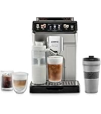 De'Longhi Rivelia Automatic Espresso Machine with Grinder & Milk Frother – All-in-One Coffee Maker, Hot & Iced Latte, Cappuccino, Bean Switch System, Burr Grinder, Compact Italian Design, Black
