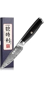 Damascus Chef`s Knife 8",10Cr15CoMoV HC Steel Cutting Core cladded with 72 Layers Damascus Steel, Pakkawood Handle, Premier Kitchen Gadget w/t Gift Box
