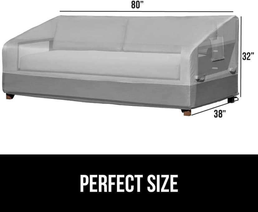 GORILLA GRIP Waterproof Outdoor Sofa Cover, 80 Inch, Adjustable Furniture Cover Sets for Winter, Keep Cushions Dry, Protects from Sun, Snow, Rain, Windproof, UV Coated, 1 Pack