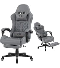 Gaming Chair, 400 lbs Adult Chair, High Back Computer Chair with Footrest and Linked Armrests, Office Video Game Chair with Lumbar Support(White)