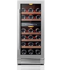24 Inch Wine Fridge, 54 Bottle Wine Cooler Refrigerator, 40-65°F Wine Refrigerator Glass Door, 3 LED Wine Fridge, Built-in or Freestanding Wine Fridge for Home/Bar/Kitchen (5.65 cu.ft)