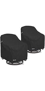Swivel Patio Chair Covers 2 Pack,Waterproof Heavy Duty Outdoor Chair Covers,Patio Swivel Chair Covers for Outdoor Furniture (30 W x 34 D x 38.5 H inches)Black.