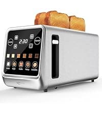 Keenstone Toaster 2 Slice, Retro Wide Slot Stainless Steel Toaster with 6 Browning Levels, Reheat & Defrost, for Bagel, Toast, Bread, Kitchen Essentials, Removable Crumb Tray, White