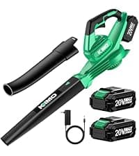 K I M O. Cordless Leaf Blower Vacuum Combo 4 in 1, 3 Nozzles &3 Modes for Inflation & Deflation, Extended Tube & Variable Speed, 20000RPM 150MPH, 2x2000mAh Battery Powered Leaf Blowers for Lawn Care