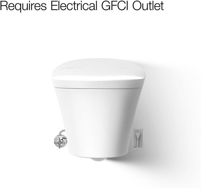 KOHLER 5402-0 Veil Smart Toilet with Auto Open & Close, One-Piece Wall-Hung Elongated Intelligent Bidet Toilet with Heated Seat and Dual-Flush, White