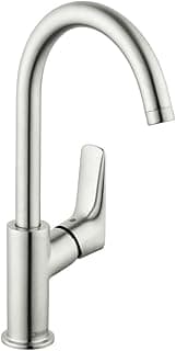 hansgrohe Logis Modern Low Flow Water Saving 1-Handle 1 12-inch Tall Bathroom Sink Faucet in Brushed Nickel, 71130821