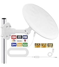 Outdoor TV Antenna for Smart TV, 720° Long Range Omni Directional Reception Digital HD Antenna Signal, with Super Signal Booster, 35ft HDTV Cable, for Attic/Camping/RV/Boat, 2025 Latest (WHITE-02)