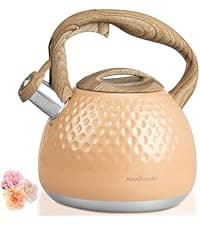 Tea Kettle Stovetop,2.5QT Stainless Steel Whistling Teapot for Stove Top Aesthetic,Portable Water Kettles Camping with Anti-hot Silicone Handle,Suitable for All Heat Sources,Black