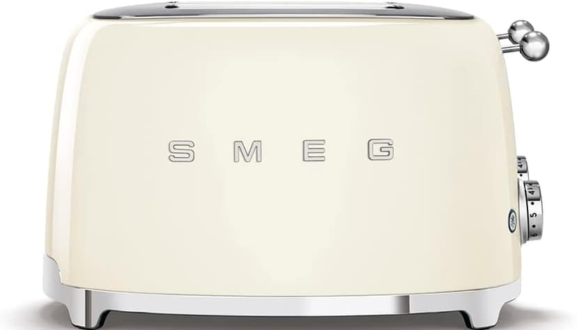 Smeg 50's Style Retro Aesthetic 4 Slice Toaster 6 Presets Extra Wide Slots Cream TSF03CRUS