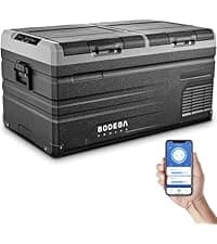 BODEGACOOLER 12 Volt Car Refrigerator, 79QT(75L) IPX4 Waterproof Electric Cooler, RV Car Fridge Dual Zone APP Control with 12/24V DC 110-240V AC, -4℉~68℉, Portable Freezer for Truck RV Camping, Travel