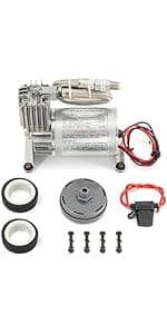 Universal 150 PSI Horns Heavy Duty Onboard Air Compressor, Replacement for Truck/Car Train Horn/Suspension/Ride/Bag kit/System and All 12v Vehicles like Semi/Pickup Trucks, Silver 1/4