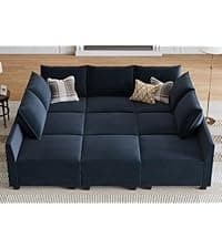HONBAY Convertible Sectional Sofa L Shaped Couch for Small Apartment Reversible Sectional Couch for Living Room,Velvet Black