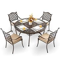 9-Piece Cast Aluminum Patio Furniture, Outdoor Dining Sets for 8 Include 87" Rectangular Patio Dining Table and 8 Stackable Chairs with Cushions & Umbrella Hole (Bronze)