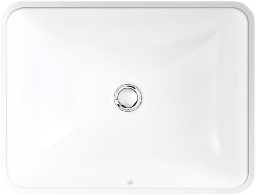 KOHLER 20000-0 Caxton Rectangle Undermount Bathroom Sink with Overflow Drain, 20-1/4" W x 15-11/16" D, White