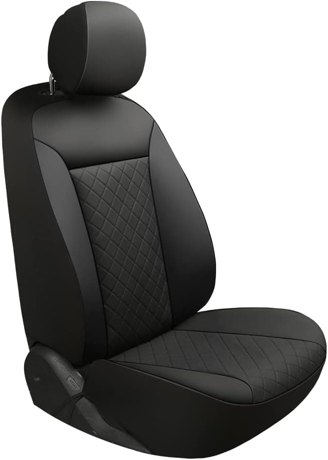 GIANT PANDA Front Car Seat Covers Custom Fit Ford F150 F250 F350 F450 Super Crew/Crew Cab Pickup Trucks, Front Seats Fabric Protectors (Black) 2-Pack