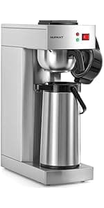 12-Cup Coffee Maker 1.8L Commercial Drip Coffee Maker Pour Over Coffee Machines with 2 Glass Carafes and 2 Warmers Plate Stainless Steel Coffee Brewer for Cofe Bar and Restaurant