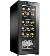 Wine Enthusiast 32-Bottle Dual Zone MAX Compressor Wine Cooler – Freestanding Mini Fridge with Digital Touchscreen, LED Display, Split Storage for Red & White Wines, Matte Black Refrigerator Home Bar