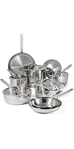 Tramontina Tri-Ply Clad Stainless Steel 12-Piece Cookware Set with Lids, Pots and Pans Kitchen Set, Induction-Ready, Dishwasher-Safe, NSF-Certified, Made in Brazil