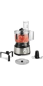 Hamilton Beach Stack & Snap Food Processor and Vegetable Chopper, BPA Free, Stainless Steel Blades, 12 Cup Bowl, 2-Speed 450 Watt Motor, Black (70725A)