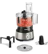 Hamilton Beach Food Processor & Vegetable Chopper for Slicing, Shredding, Mincing, and Puree, 10 Cups + Easy Clean Bowl Scraper, Black and Stainless Steel (70730)