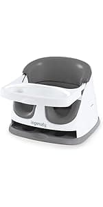 Ingenuity Baby Base 2-in-1 Booster Feeding and Floor Seat with Self-Storing Tray - Slate