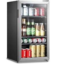 Midea WHD-113FB1 Double Door Mini Fridge with Freezer for Bedroom Office or Dorm with Adjustable Remove Glass Shelves Compact Refrigerator, 3.1 cu ft, Black