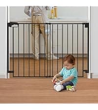 150" Extra Wide Baby Gate, Play Yard Child Safety Gate, Dog Gates with Auto-Close Door, Double Locking System for The House Doorways, Fireplace, Kitchen, 6-Panels, 30" Tall