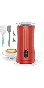 Electric Milk Frother, 4-in-1 Milk Steamer and Frother, 8.1oz/240ml Automatic Warm and Cold Foam Maker, Auto Shut-Off Frother for Coffee, Latte, Cappuccino, Macchiato(Black)