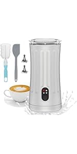 Electric Milk Frother, 4-in-1 Milk Steamer and Frother, 8.1oz/240ml Automatic Warm and Cold Foam Maker, Auto Shut-Off Frother for Coffee, Latte, Cappuccino, Macchiato(Black)