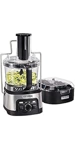Hamilton Beach Stack & Snap Food Processor and Vegetable Chopper, BPA Free, Stainless Steel Blades, 12 Cup Bowl, 2-Speed 450 Watt Motor, Black (70725A)