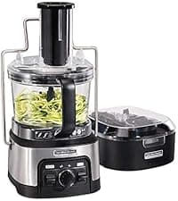 Hamilton Beach Food Processor & Vegetable Chopper for Slicing, Shredding, Mincing, and Puree, 10 Cups + Easy Clean Bowl Scraper, Black and Stainless Steel (70730)