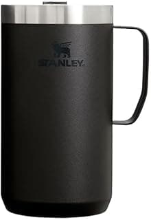 Stanley Stay-Hot Camp Mug 24 oz | Press Fit Drink Through Lid | Cup for Coffee, Tea and Drinks | Insulated Stainless Steel Coffee Mug | BPA-Free | Black 2.0