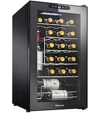 Wine Enthusiast 32-Bottle Dual Zone MAX Compressor Wine Cooler – Freestanding Mini Fridge with Digital Touchscreen, LED Display, Split Storage for Red & White Wines, Matte Black Refrigerator Home Bar