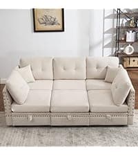 114.17" Modular Sectional Sofa, 6 Seat Modular Couch with Storage, Memory Foam, Convertible Sectional Couches for Living Room, U Shaped Comfy Modular Sofa with Chaise, Beige