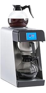 12-Cup Coffee Maker 1.8L Commercial Drip Coffee Maker Pour Over Coffee Machines with 2 Glass Carafes and 2 Warmers Plate Stainless Steel Coffee Brewer for Cofe Bar and Restaurant