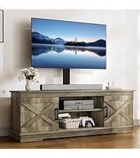 YITAHOME LED Farmhouse TV Stand for 75 Inch w/Outlets, Modern Entertainment Center with Glass Doors and Adjustable Storage Shelves, Media Console TV Cabinet for for Living Room, Dark Rustic Oak