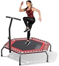 HYD-Parts 40" 48" Mini Trampoline for Adults and Kids Exercise Rebounder with Adjustable Bar Fitness Trampoline Indoor Max Load 330 440lbs