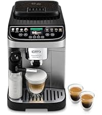 De'Longhi Rivelia Automatic Espresso Machine with Grinder & Milk Frother – All-in-One Coffee Maker, Hot & Iced Latte, Cappuccino, Bean Switch System, Burr Grinder, Compact Italian Design, Black