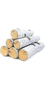 QuliMetal 6PCS Ceramic White Birch Gas Fireplace Logs Set – Realistic Fake Wood Logs for Indoor Inserts, Outdoor Fire Pits, Vented, Propane, Gel, Ethanol, and Electric Fireplaces