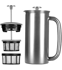 ESPRO P7 French Press Coffee Maker - Double-Walled Stainless Steel Insulated with Micro-Filter, 32 Ounces, Polished Stainless Steel